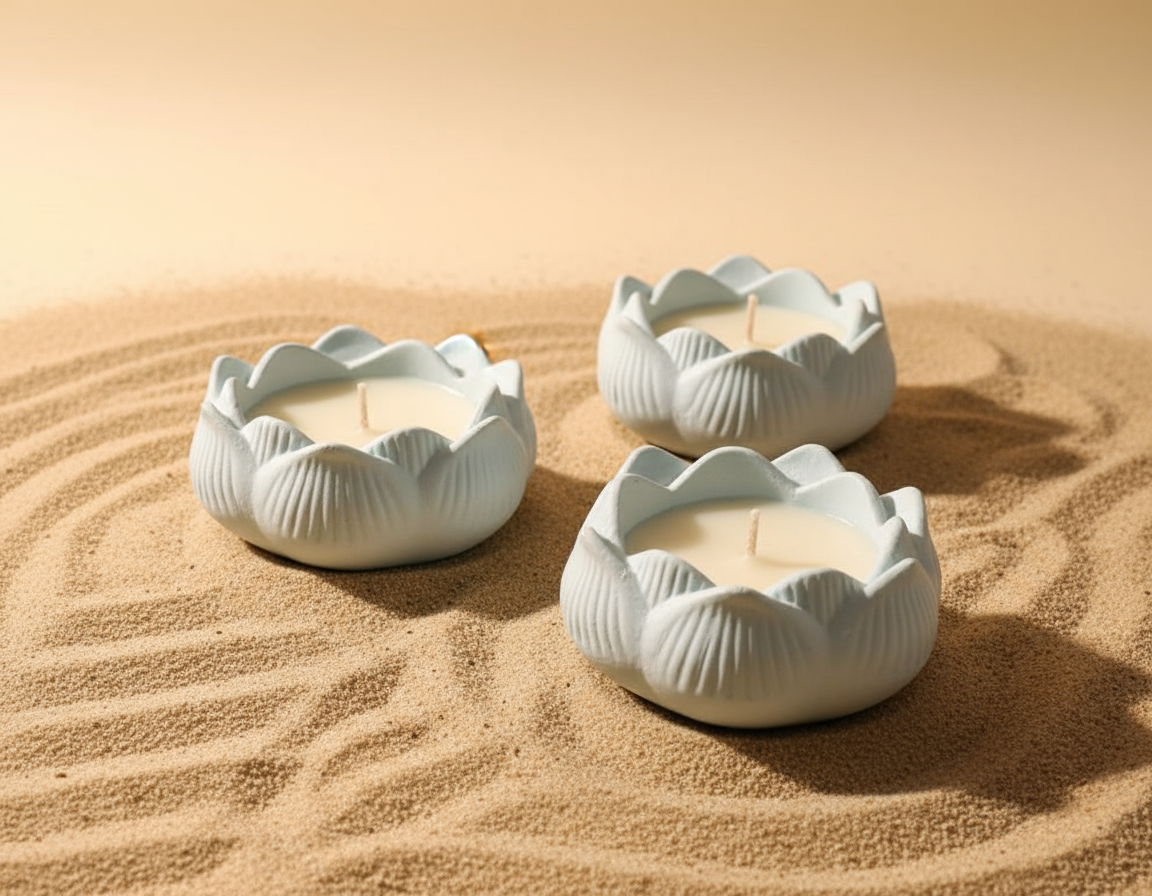 Lotus Scented Candle – Serenity in Bloom Set of 3